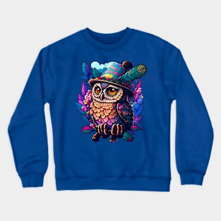 Colorful Cute Owl Crewneck Sweatshirt